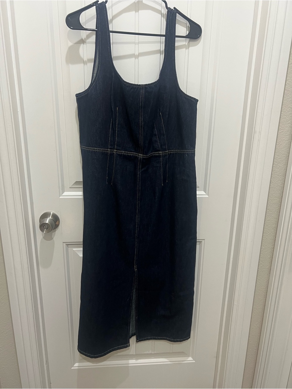 Dark Indigo Denim Midi Tank Dress for Women